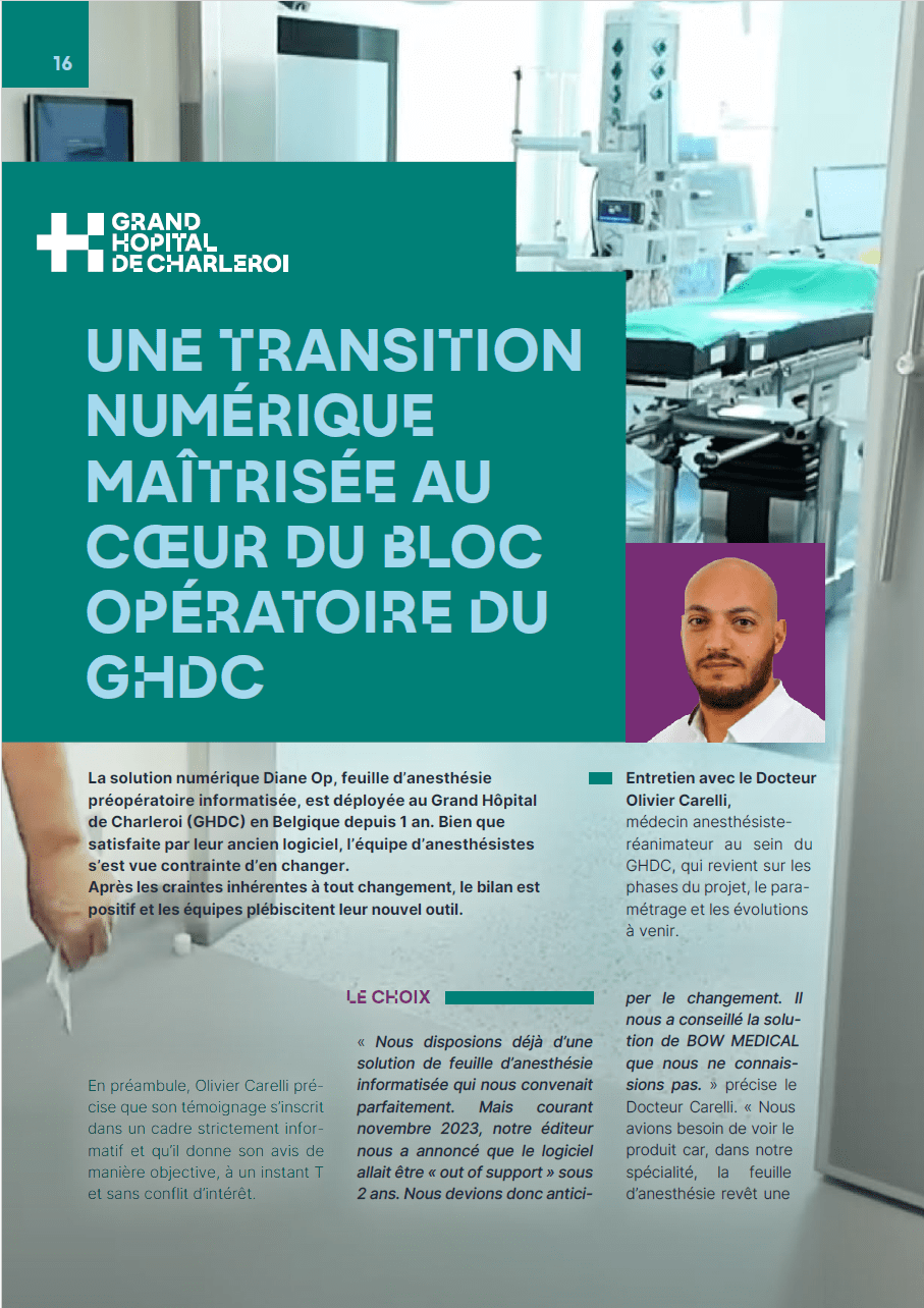 Découvrez comment le Grand Hôpital de Charleroi a réussi sa transition numérique au bloc opératoire grâce à Diane Op, alliant sécurité, traçabilité et efficacité.